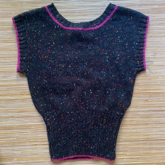 Haberdasher Vintage Short Sleeve Knitted Sweater Medium Memphis Style 80s - Picture 3 of 4